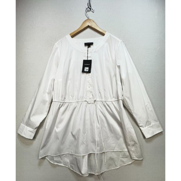 Lane Bryant Women's Pull Tie Waist Button Down Blouse Size 18 White Long Sleeve - Picture 1 of 13